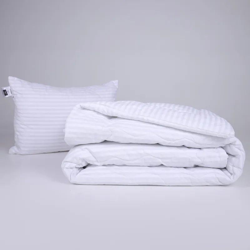 Набір №1128 Сolor Fun Line 17-0605 Stripe White Tencel Зима (ковдра + подушка середня)