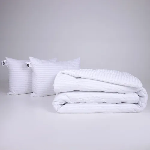 Набір №1125 Сolor Fun Line 17-0605 Stripe White Tencel Літо (ковдра + 2 подушки середні)