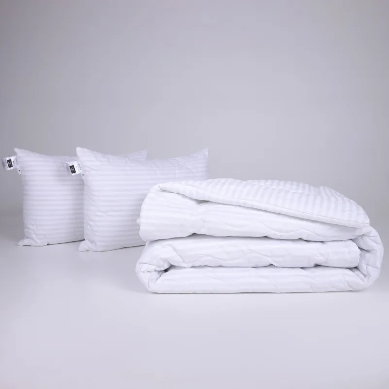 Набір №1135 Сolor Fun Line 17-0605 Stripe White Бавовна Зима (ковдра + 2 подушки середні)