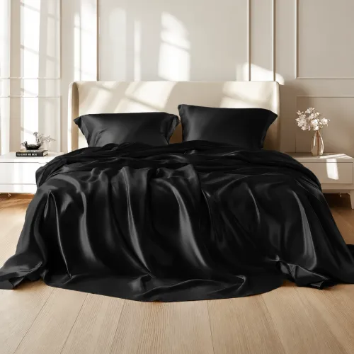 Комплект постільної білизни 100% натуральний шовк сорт Mulberry 30-13 Black Perl - 1