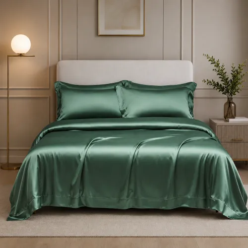 Комплект постельного белья 100% натуральный шелк сорт Mulberry 30-12 Green Mirage - 1