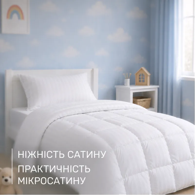 Ковдра антиалергенна Kids Time №1305 "Royal"EcoSilk HAND MADE сатин+мікросатин (Літня) - 2