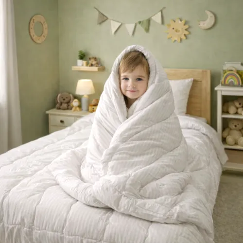 Ковдра антиалергенна Kids Time №170 Сolor Fun Line 17-0605 Stripe White EcoSilk (Демі) - 3
