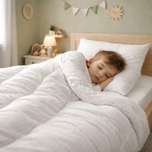 Ковдра антиалергенна Kids Time №170 Сolor Fun Line 17-0605 Stripe White EcoSilk (Демі) - 4