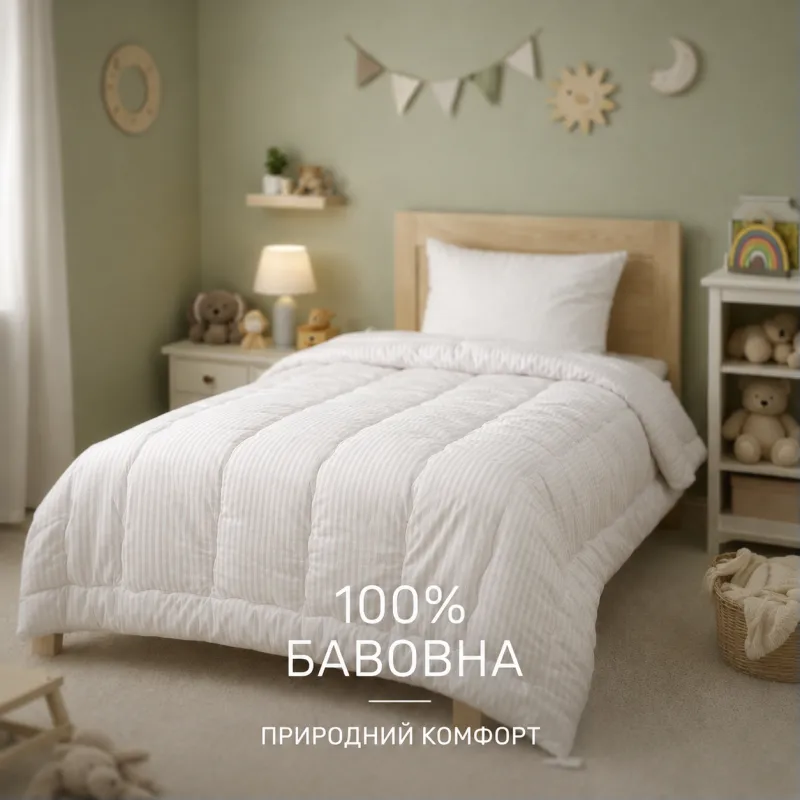 Одеяло антиаллергенное Kids Time №171 Сolor Fun Line 17-0605 Stripe White EcoSilk (Зимнее) - 1