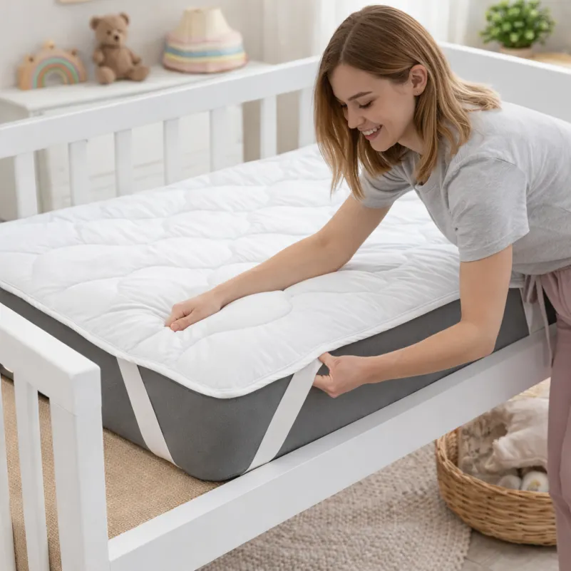 Наматрацник Kids Time №1721 Eco Light White (Bamboo) звичайний, на гумці по кутам Фото - 7
