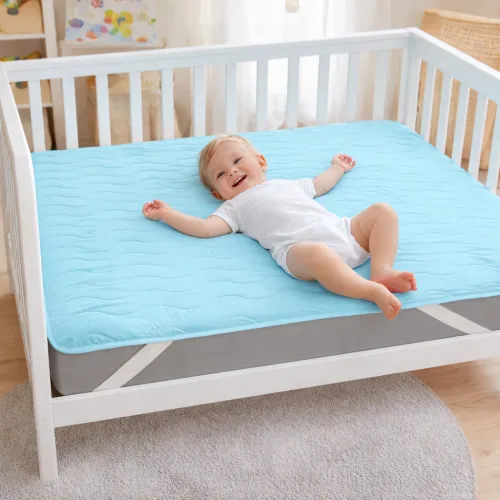 Наматрасник Kids Time №1722 Eco Light Blue (Bamboo) (обычный на резинке по углам) - 4