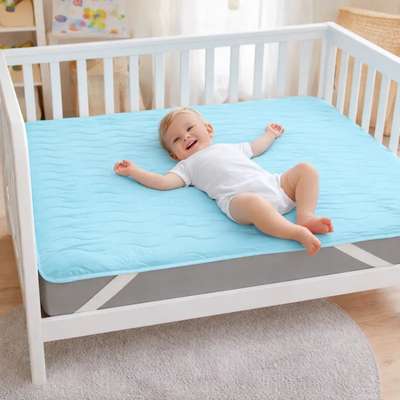 Наматрасник Kids Time №1722 Eco Light Blue (Bamboo) (обычный на резинке по углам) - 3