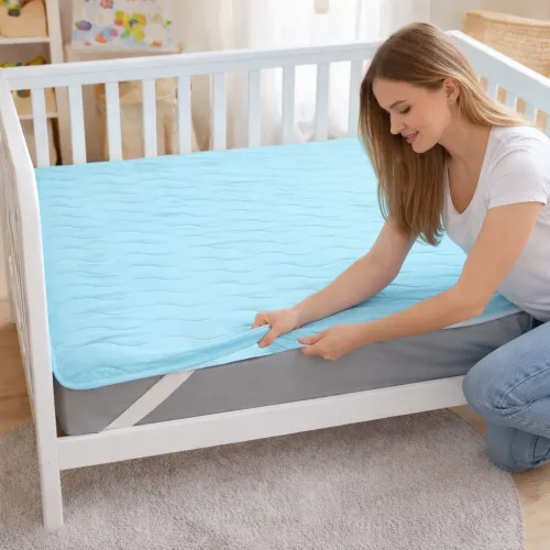 Наматрасник Kids Time №1722 Eco Light Blue (Bamboo) (обычный на резинке по углам) - 5