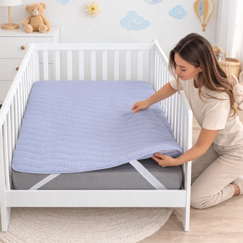 Наматрасник Kids Time №9053 Eco Light Gray (Bamboo) (обычный на резинке по углам) - 4