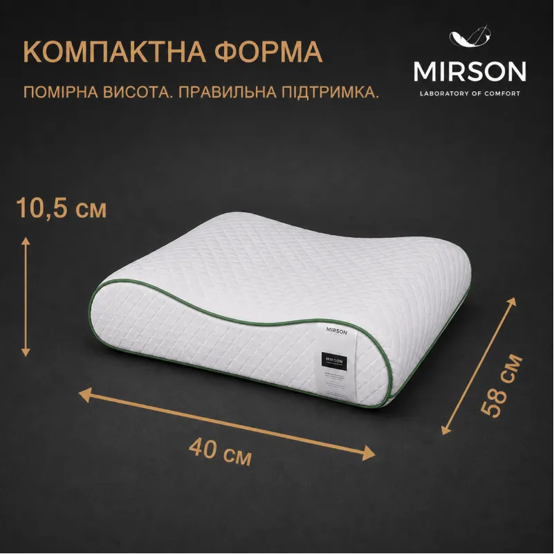 Подушка ортопедична (стружка Memory) №4227 Steep Line Aloe Vera 58*40*10,5 см
