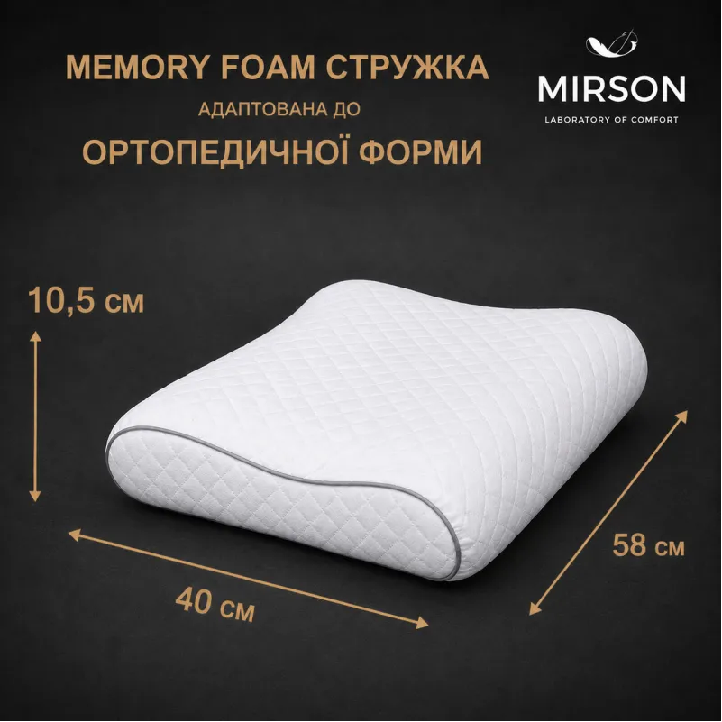Подушка ортопедическая (стружка Memory) №4228 Steep Line Silver 58*40*10,5 см - 1