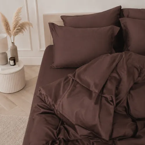Комплект постільної білизни Satin Premium 0210 Cacao Active - 3