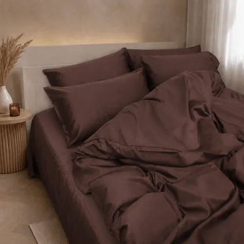 Комплект постільної білизни Satin Premium 0210 Cacao Active - 4