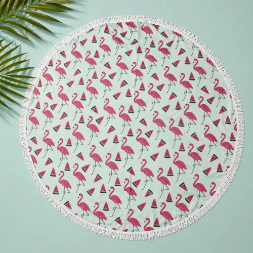 Пляжное полотенце №5077 Summer Time Menthol flamigo