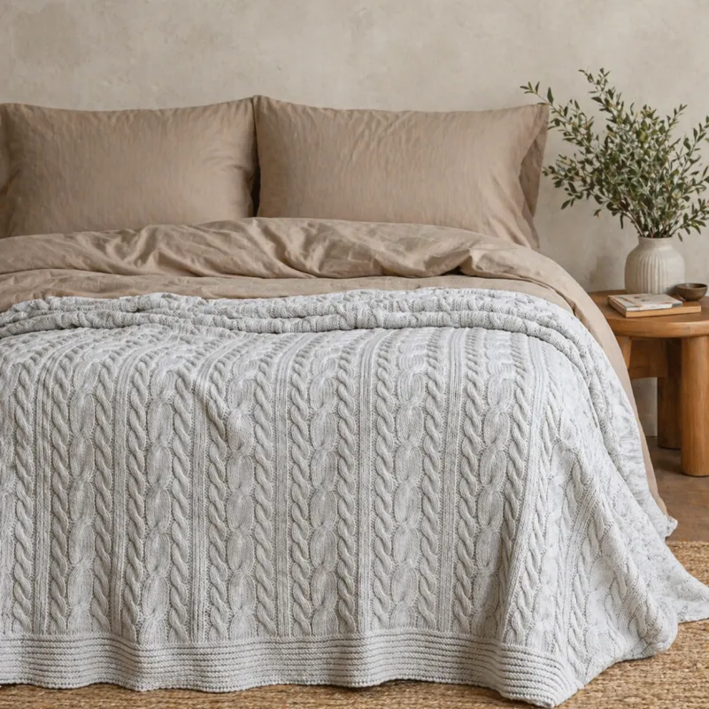 Плед вязаный №200227 Natural Linen
