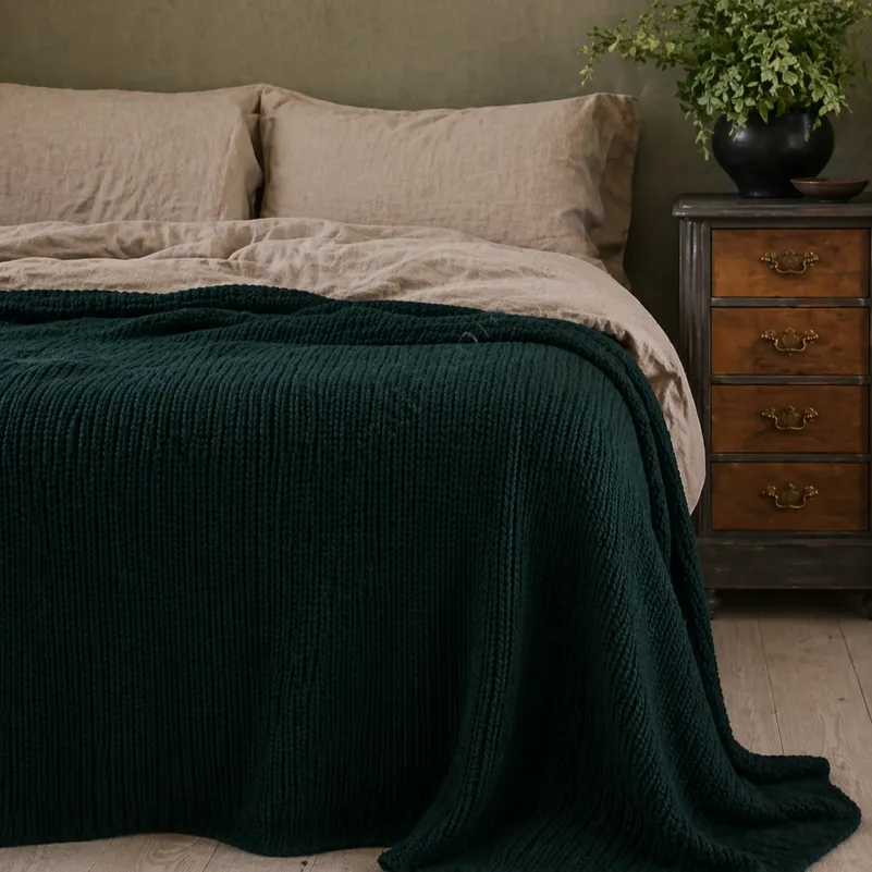 Плед вязаный №700516 Dark Green