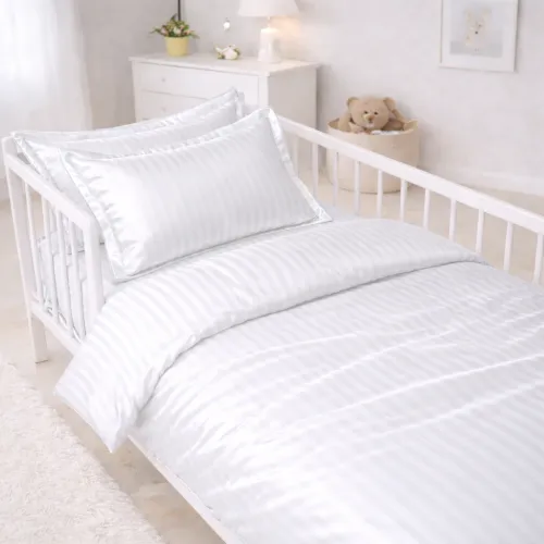 Комплект постельного белья Сатин BABY Satin Stripe 30-0001 White - 1