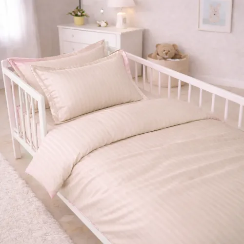 Комплект постельного белья Сатин BABY Satin Stripe 30-0004 Cream - 1
