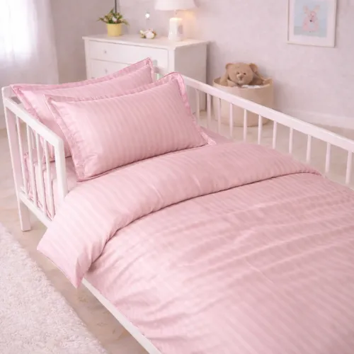 Комплект постельного белья Сатин BABY Satin Stripe 30-0007 Pink - 1