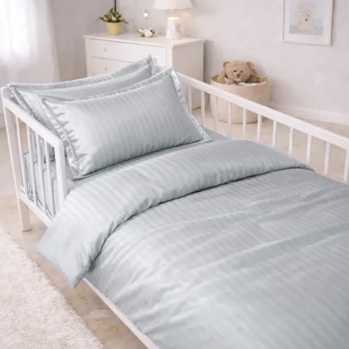 Комплект постельного белья Сатин BABY Satin Stripe 30-0010 Light Gray - 1