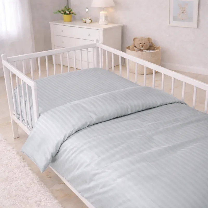 Комплект постельного белья Сатин BABY Satin Stripe 30-0010 Light Gray Фото - 6