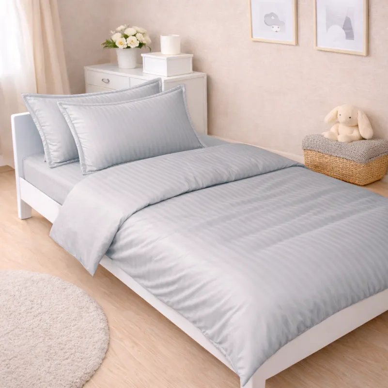 Комплект постельного белья Сатин JUNIOR Satin Stripe 30-0010 Light Gray