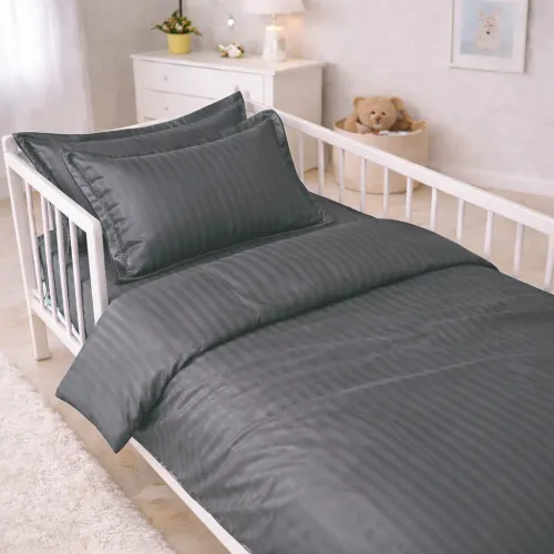Комплект постельного белья Сатин BABY Satin Stripe 30-0012 Dark Gray - 1