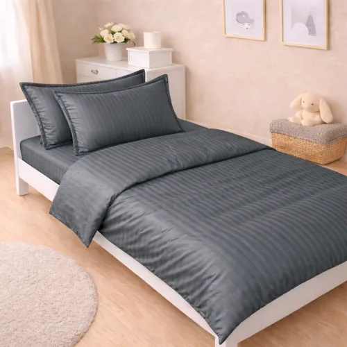 Комплект постельного белья Сатин JUNIOR Satin Stripe 30-0012 Dark Gray