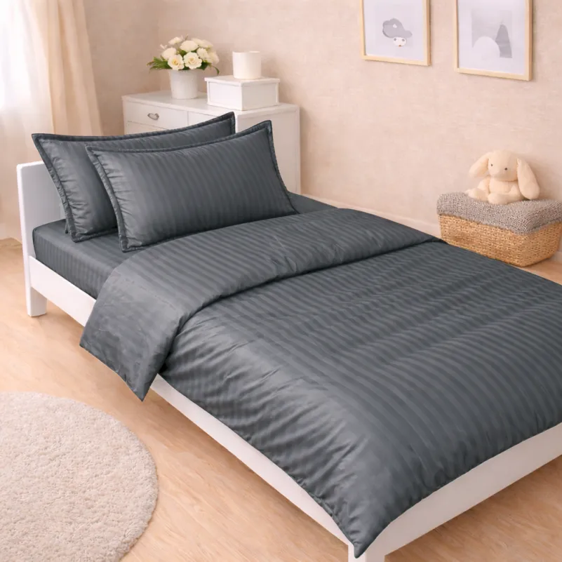 Комплект постельного белья Сатин JUNIOR Satin Stripe 30-0012 Dark Gray