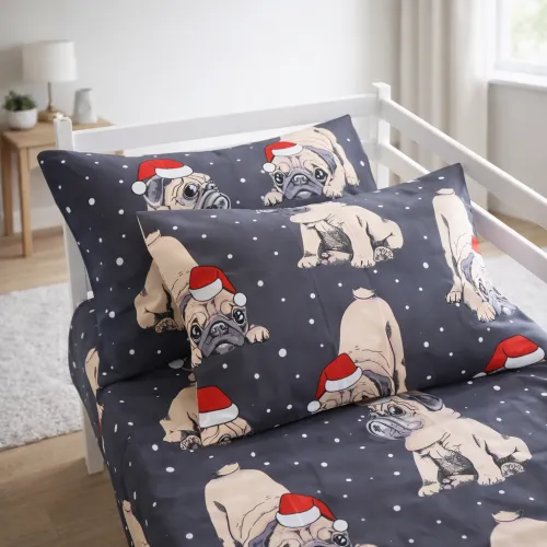 Комплект постельного белья Ranforce Elite TEENAGER 17-0598 New Year's pug - 5