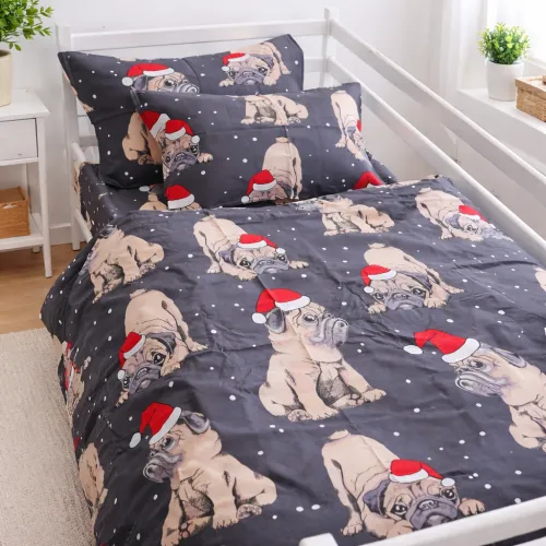 Комплект постельного белья Ranforce Elite TEENAGER 17-0598 New Year's pug