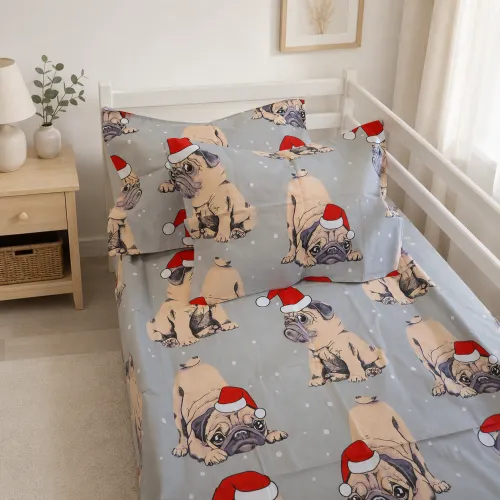 Комплект постельного белья Ranforce Elite JUNIOR 17-0599 New Year's pug Grey - 5
