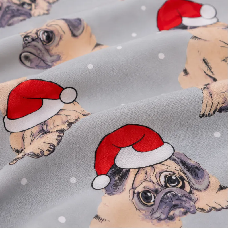Комплект постельного белья  Бязь JUNIOR 17-0599 New Year's pug Grey Фото - 9