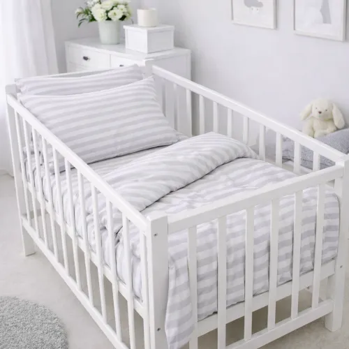 Комплект постельного белья Бязь LITTLE KIDS 17-0600 Stripe White Gray