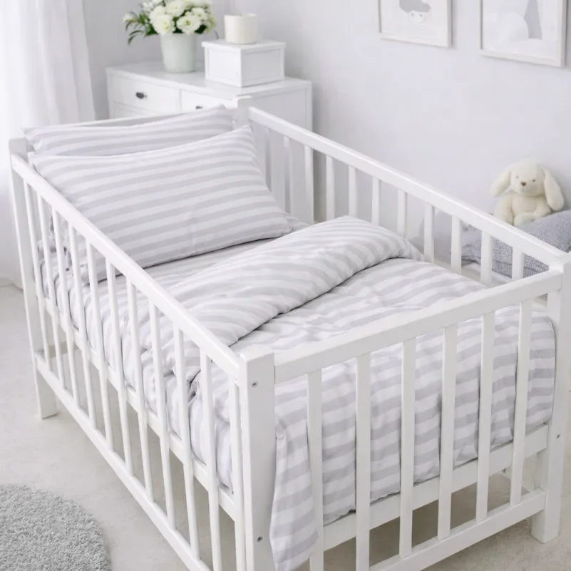 Комплект постельного белья Бязь LITTLE KIDS 17-0600 Stripe White Gray