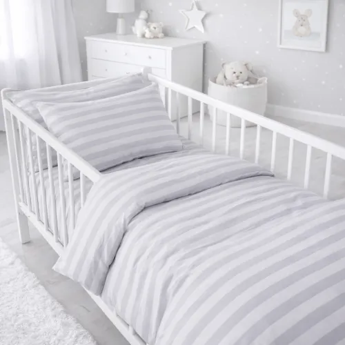 Комплект постельного белья Бязь BABY 17-0600 Stripe White Gray - 1