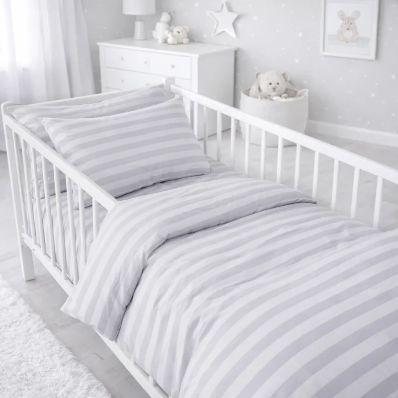 Комплект постельного белья Бязь BABY 17-0600 Stripe White Gray