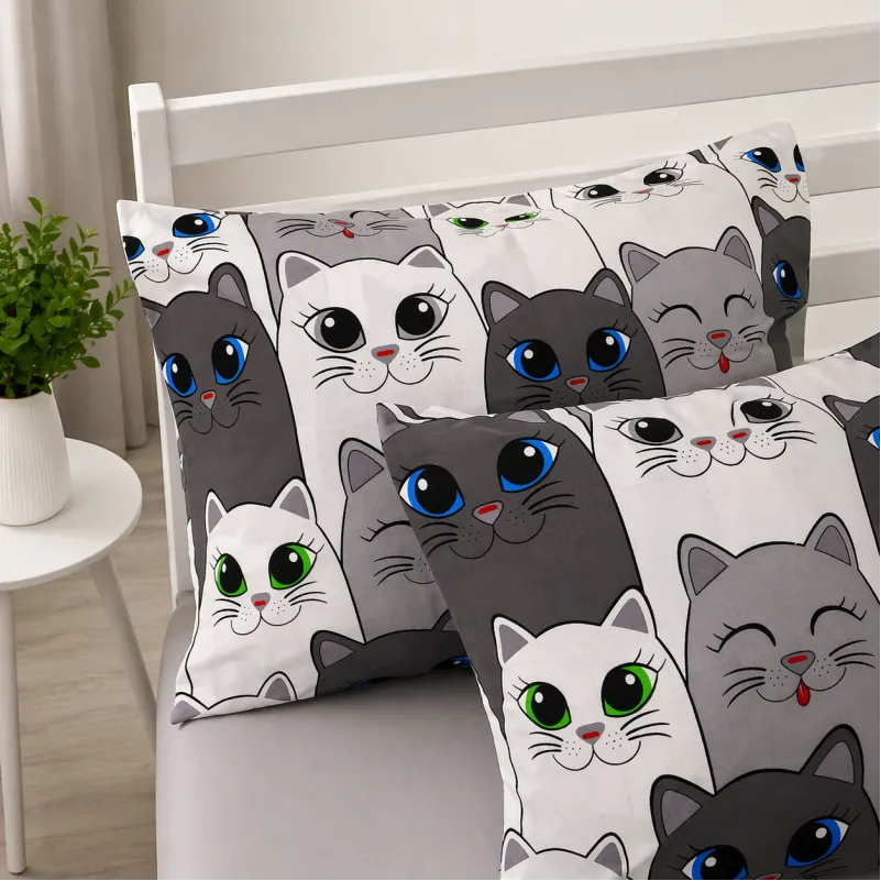 Комплект постельного белья Бязь JUNIOR 17-0635 Кіт Батон Сірий - 4