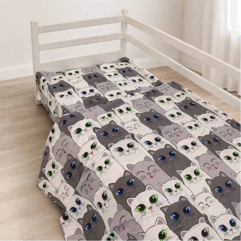 Комплект постельного белья Бязь JUNIOR 17-0635 Кіт Батон Сірий - 8