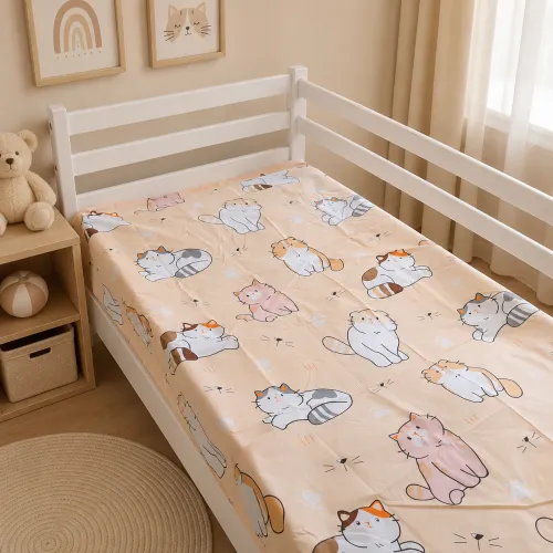 Комплект постельного белья Бязь JUNIOR 17-0665 Cream Kittens - 5