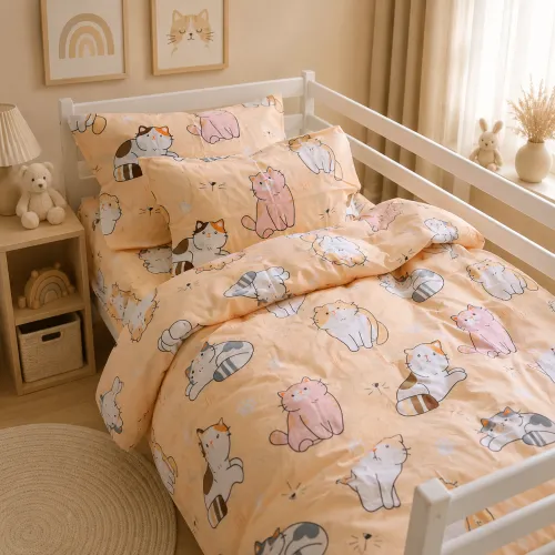 Комплект постельного белья Ranforce Elite TEENAGER 17-0665 Cream Kittens - 1
