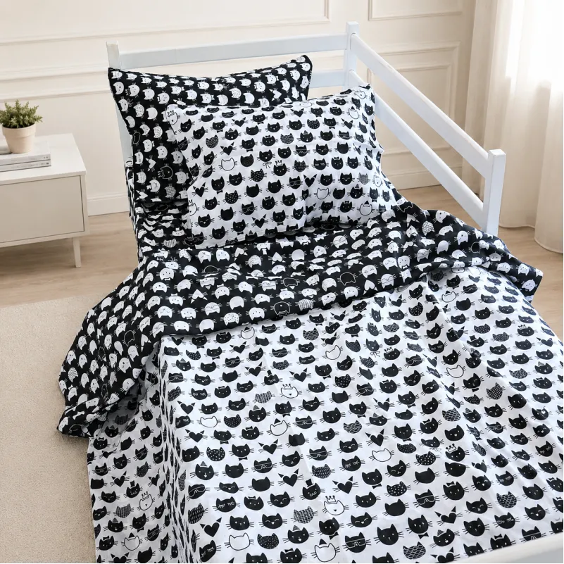 Комплект постельного белья Бязь JUNIOR 17-0673 Monochrome Meows
