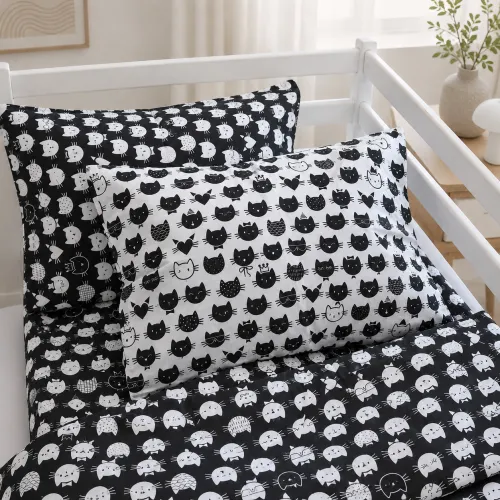 Комплект постельного белья Бязь JUNIOR 17-0673 Monochrome Meows - 5