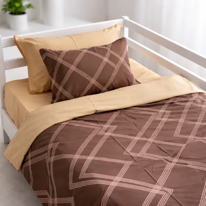 Комплект постельного белья Сатин JUNIOR 22-1413 Brown Geometry