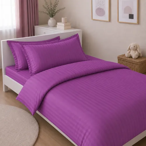 Комплект постельного белья Сатин JUNIOR Satin Stripe 30-0009 Purple - 1