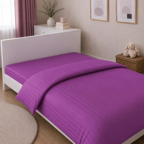 Комплект постельного белья Сатин JUNIOR Satin Stripe 30-0009 Purple - 5
