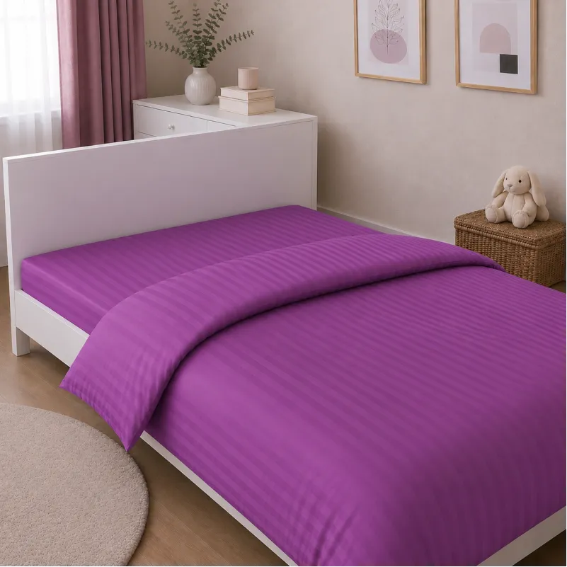 Комплект постельного белья Сатин JUNIOR Satin Stripe 30-0009 Purple - 4