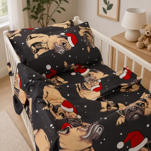 Комплект постельного белья Бязь BABY 17-0598 New Year's pug - 1