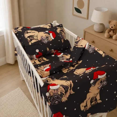 Комплект постельного белья  Бязь LITTLE KIDS 17-0598 New Year's pug - 1